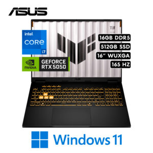 Laptop ASUS TUF Gaming F16 | Intel Core i7 14650HX RAM 16GB 512GB SSD NVIDIA RTX 5050 8GB 16″FHD +(1920X1200) 165HZ Windows 11