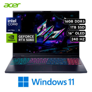 Laptop ACER PREDATOR HELIOS NEO 16S AI |CORE ULTRA 9 275HX 5.4 Ghz RAM 16GB Disco 1TB SSD Video NVIDIA RTX 5060 8GB 16″ OLED 240Hz W11