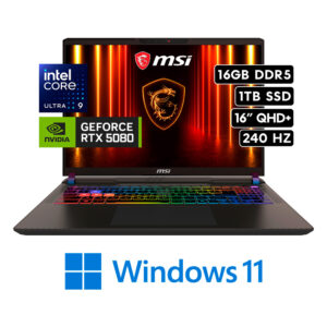 MSI VECTOR 16 HX AI A2XWIG | CORE ULTRA 9 275HX RAM 16GB 1TB SSD NVIDIA RTX 5080 8GB 16″ QHD+ 240Hz W11