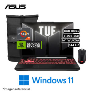ASUS TUF A16 FA607NUQ | AMD RYZEN 7 170 RAM 8GB 512GB SSD RTX 4050 6GB 16″ WUXGA 144HZ W11