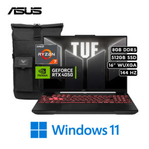 ASUS TUF A16 FA607NUQ | AMD RYZEN 7 170 RAM 8GB 512GB SSD RTX 4050 6GB 16″ WUXGA 144HZ W11